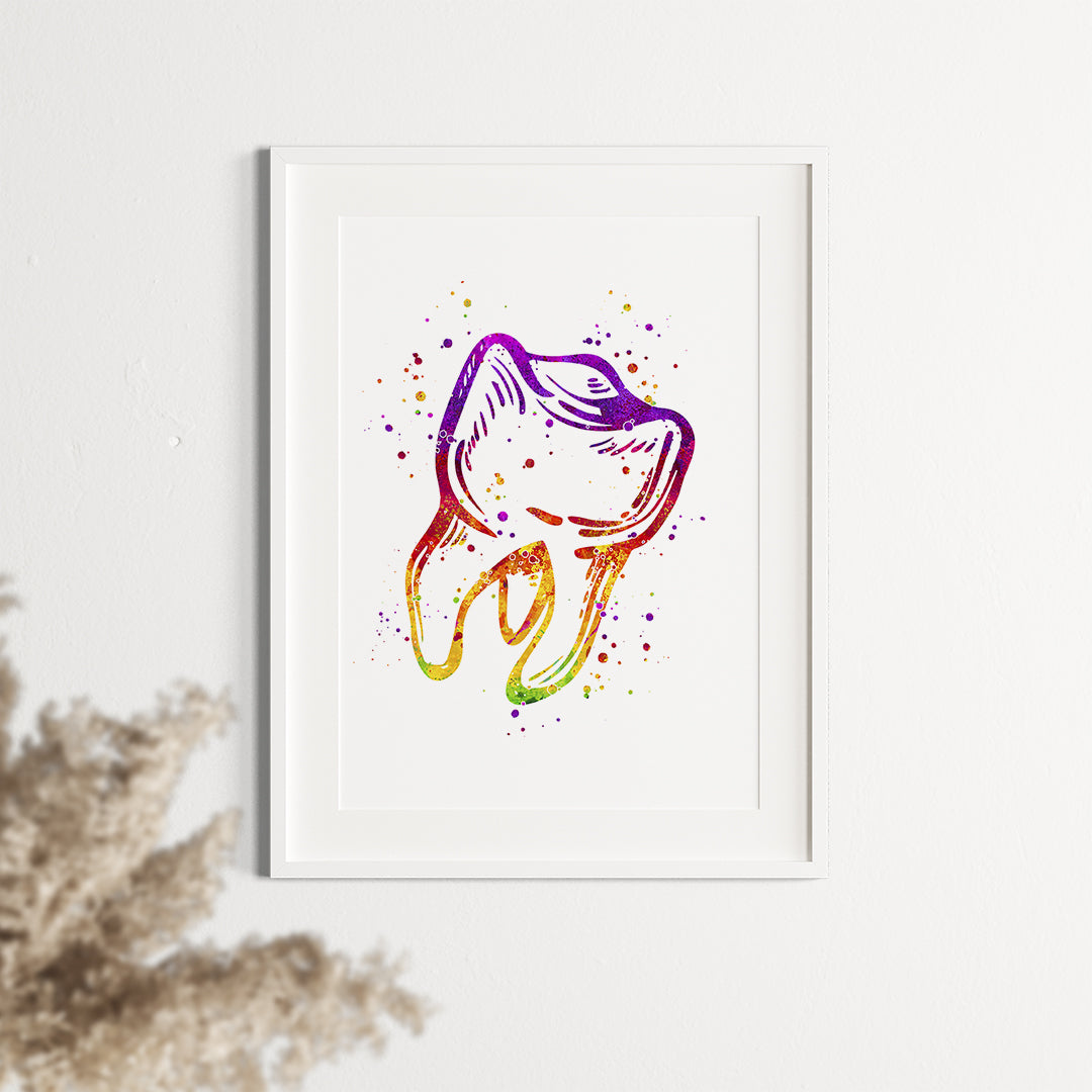 Vibrant tooth anatomy art print for kids' dental clinic wall decor