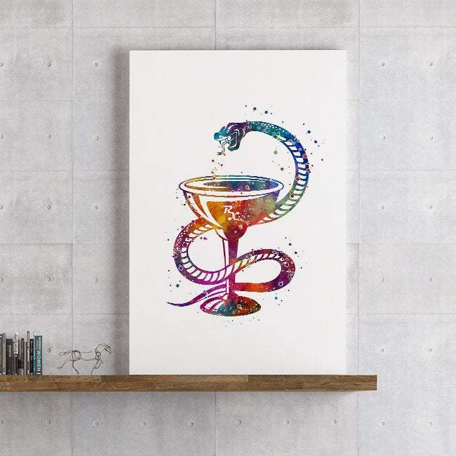 Pharmacy Wall Art Decor Bowl of Hygieia Watercolor Print