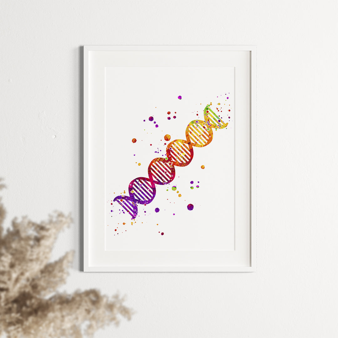 DNA Molecule Watercolor Print Science Art Print