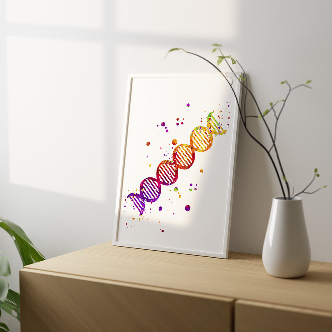 DNA Molecule Watercolor Print Science Art Print