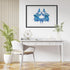 Elegant blue ink blot watercolor art, ideal for psychology-themed spaces