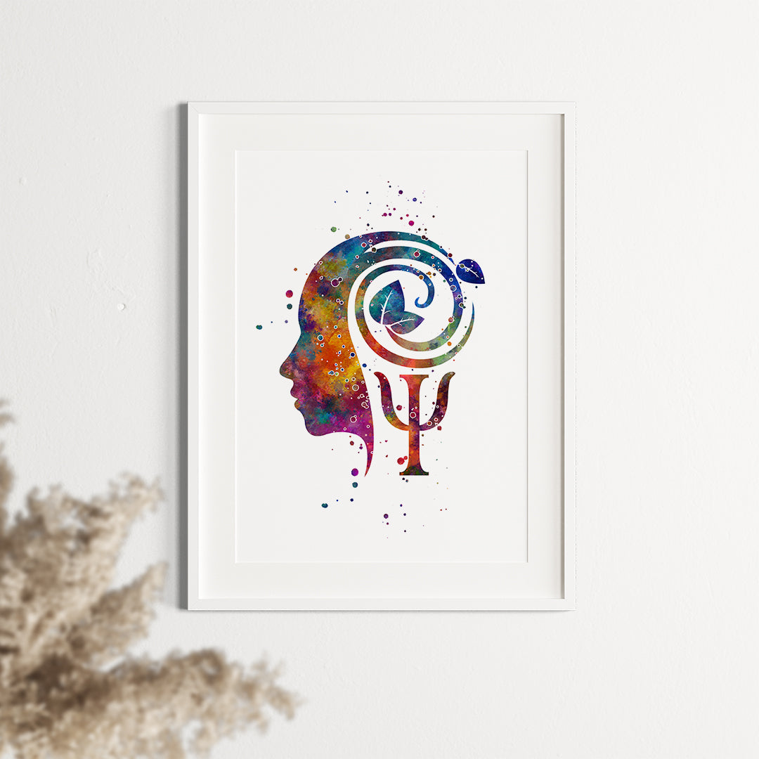 Psychology Art Watercolor Print Psychotherapist Office Decor