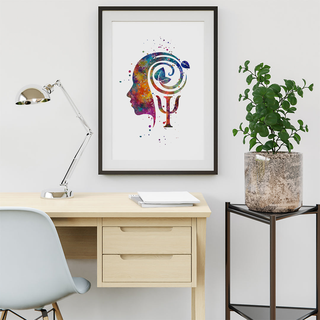 Psychology Art Watercolor Print Psychotherapist Office Decor