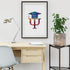 Psi symbol with hand watercolor print, ideal psychology student graduation gift and wall art