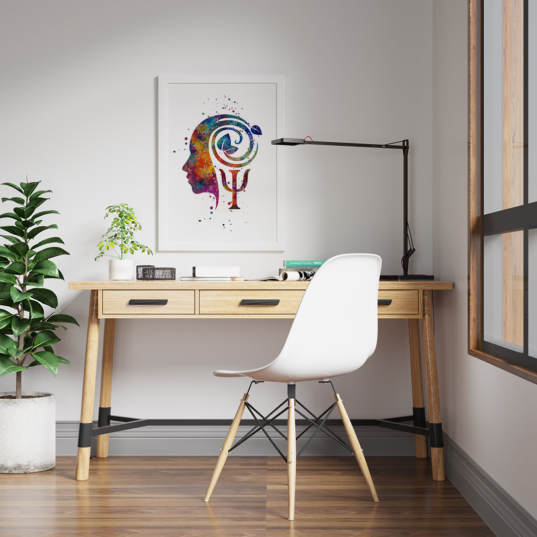Psychology Art Watercolor Print Psychotherapist Office Decor