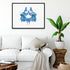 Unique blue ink blot print, an artistic touch for psychologist offices or gifts