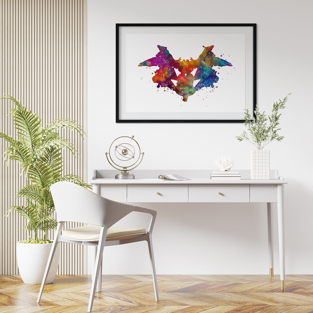 Multicolored watercolor ink blot art, a unique gift for psychology students