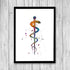 Rod of Asclepius Watercolor Print Healing and Medicine Symbol