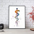 Rod of Asclepius Watercolor Print Healing and Medicine Symbol