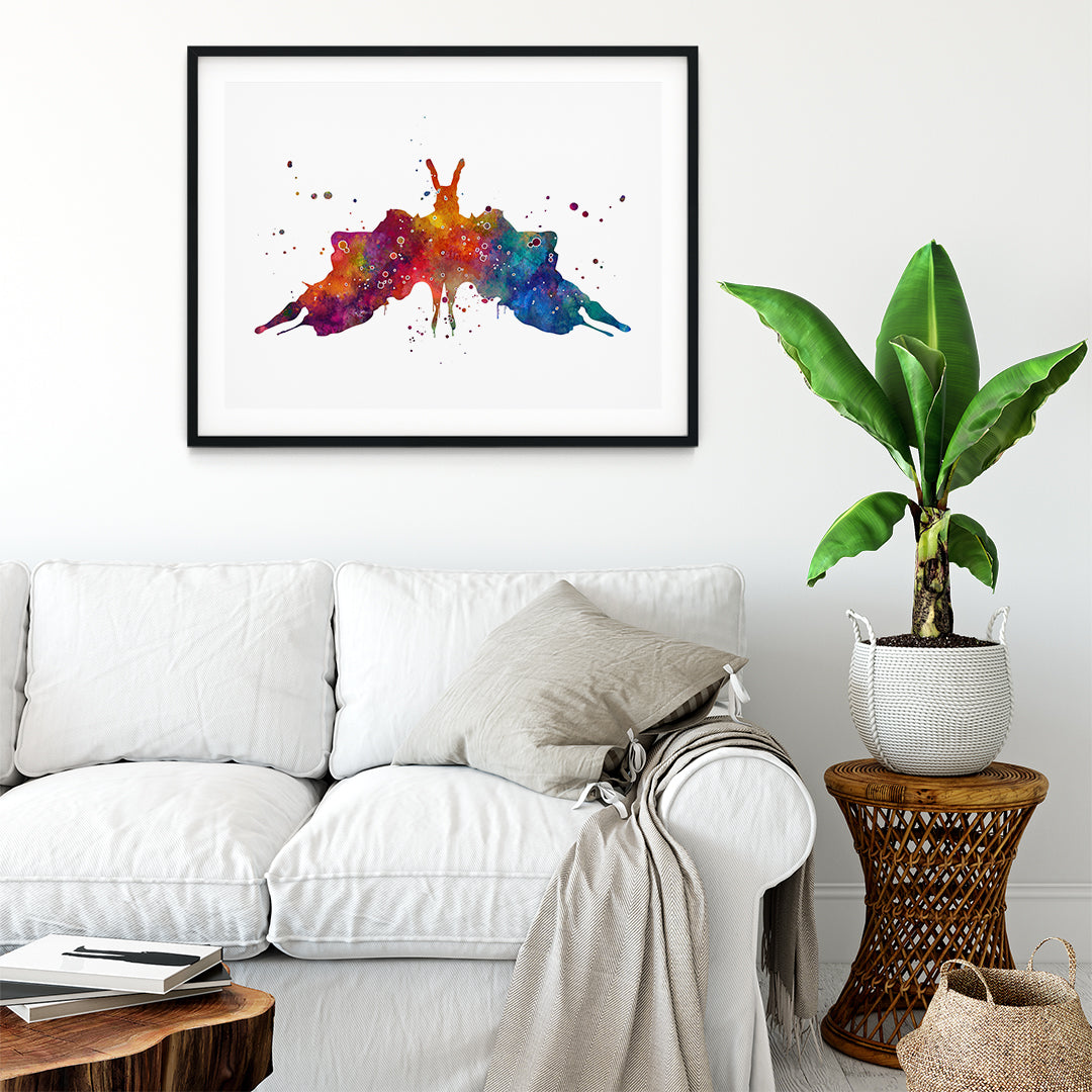 Creative Rorschach watercolor art print, ideal gift for psychology enthusiasts