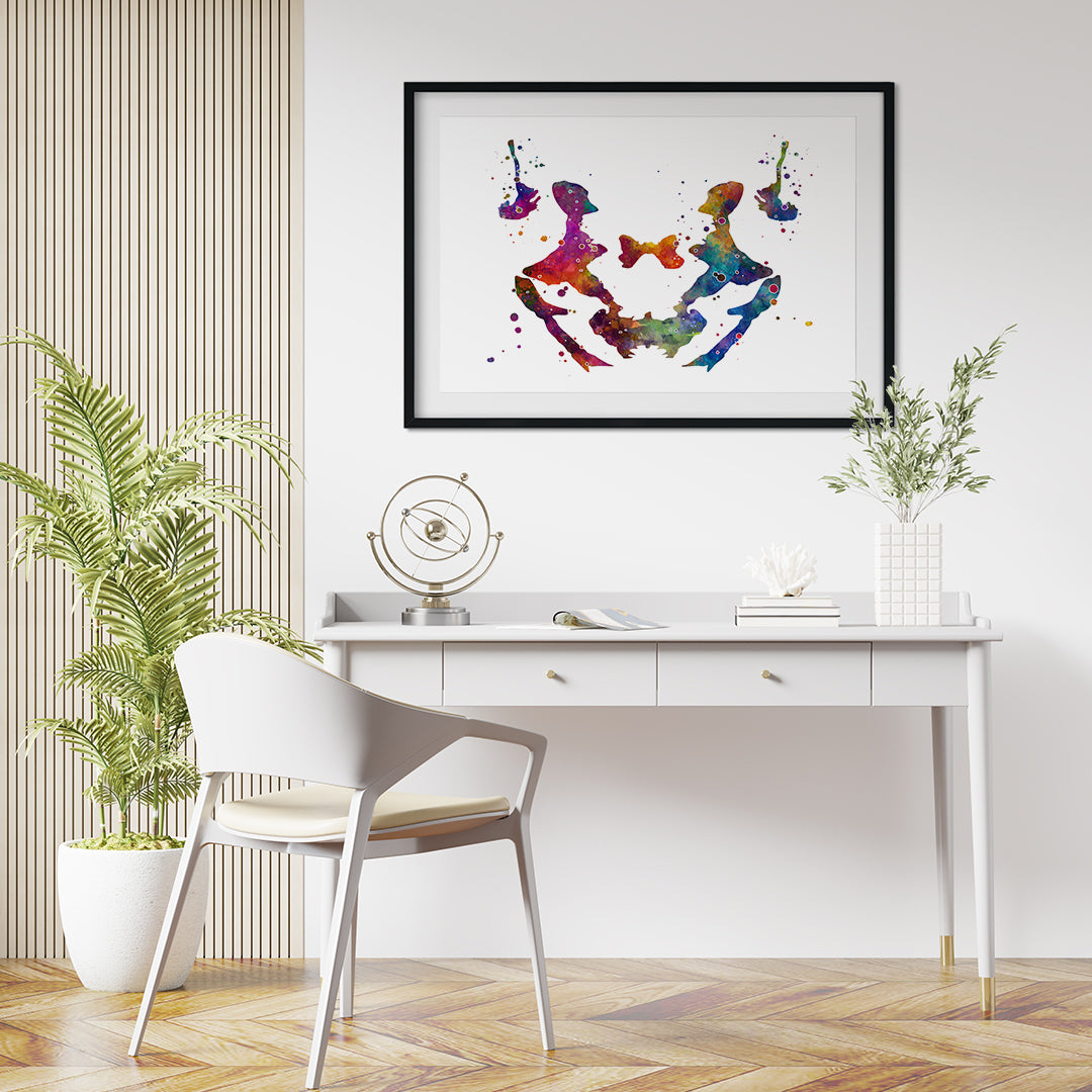 Colorful Rorschach ink blot print, perfect for psychology students or mental health professionals.