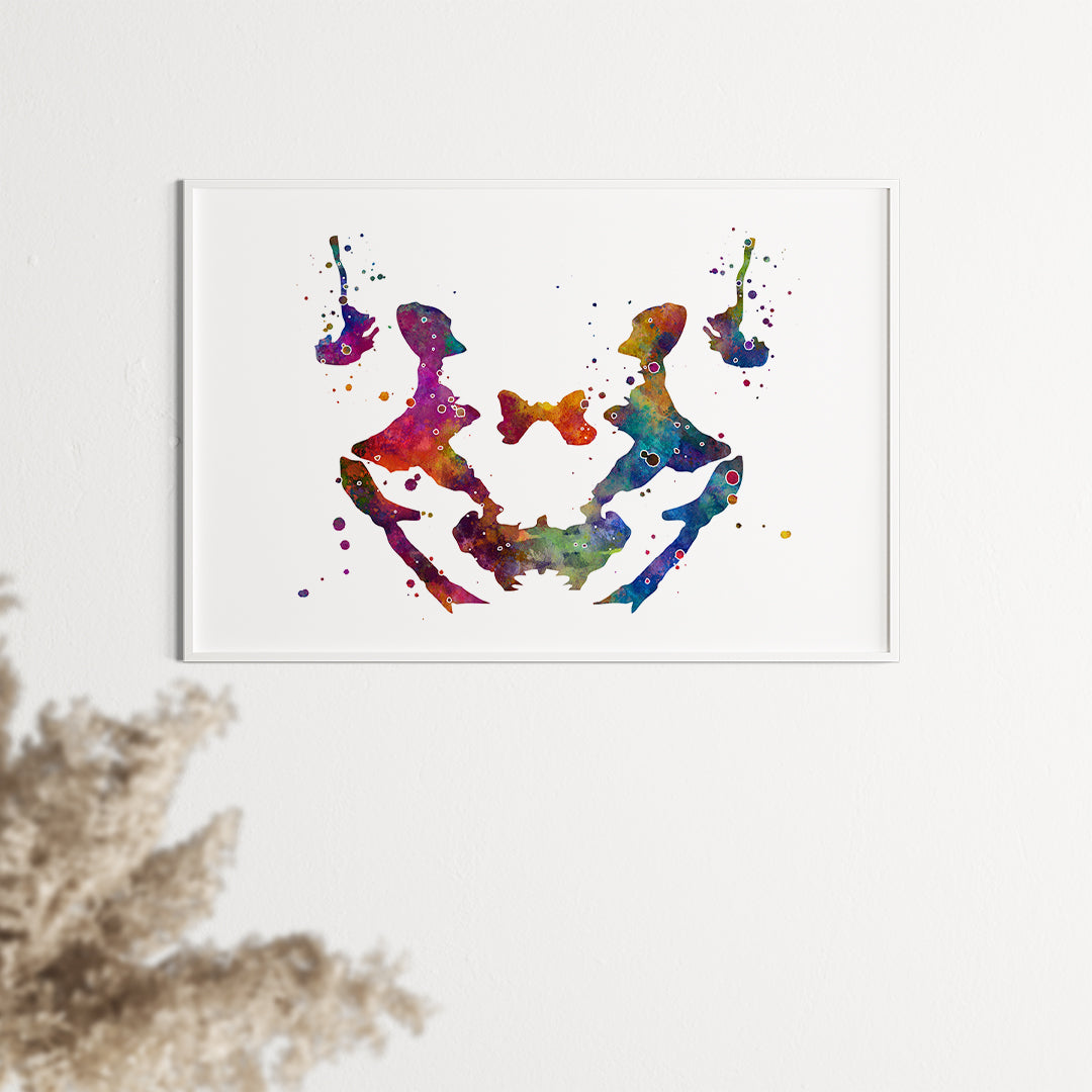 Unique psychology-themed art print featuring colorful Rorschach ink blot design.