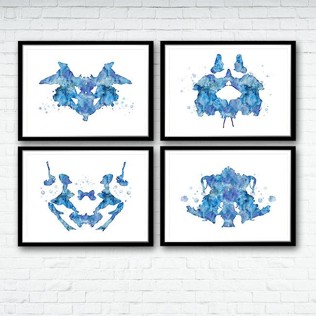Set of 4 rorschach art prints