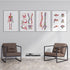 Set of 4 Anatomical Art Prints for Chiropractic Office Decor