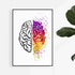 Watercolor print illustrating left brain logic vs. right brain creativity, ideal for psychology or art spaces.