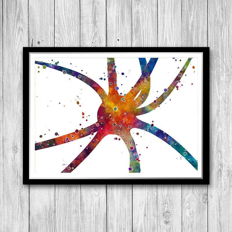 Single Neuron Cell Watercolor Art Print