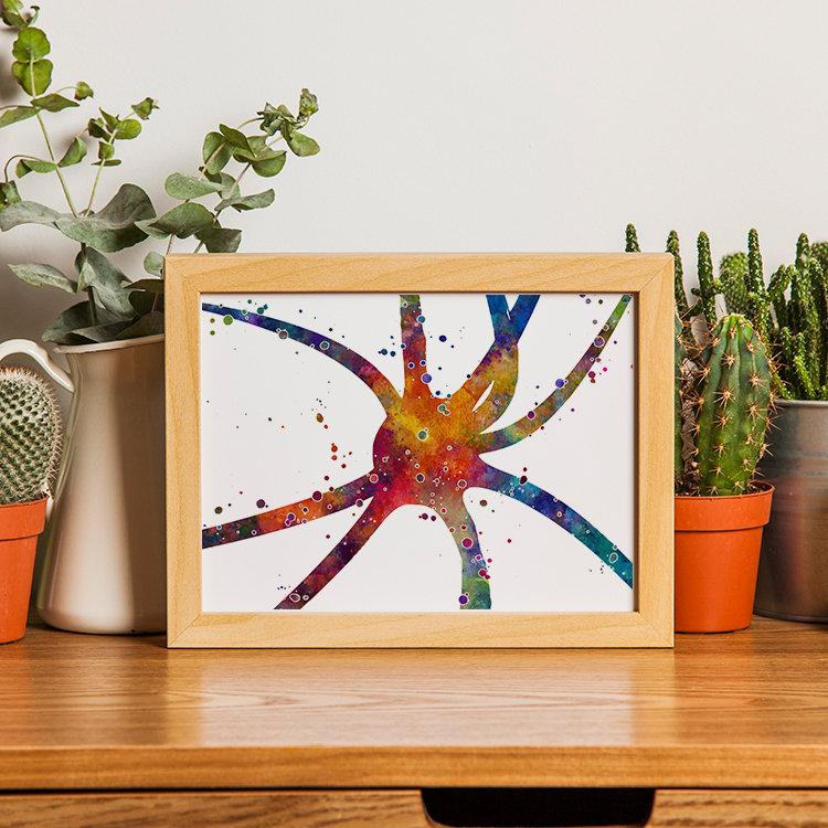 Single Neuron Cell Watercolor Art Print