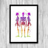 Skeletons Watercolor Art Print Human Anatomy Wall Art