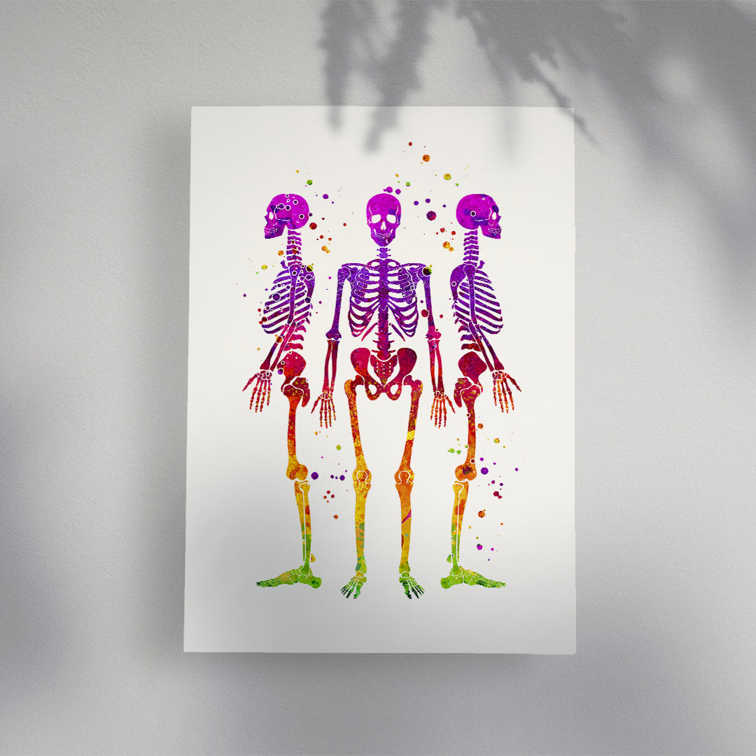 watercolor skeletons print