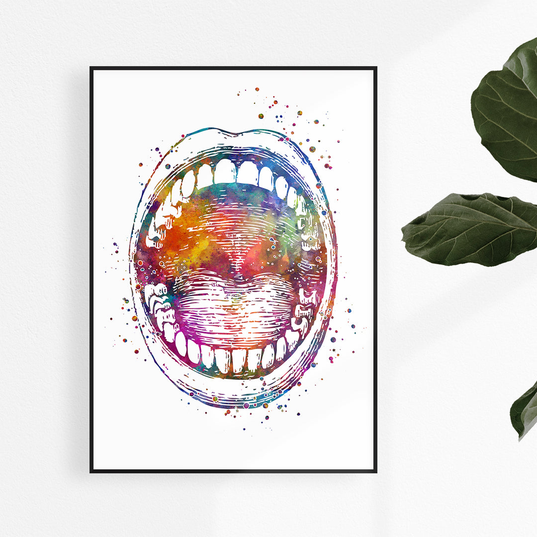 Oral Cavity Open Mouth Watercolor Print