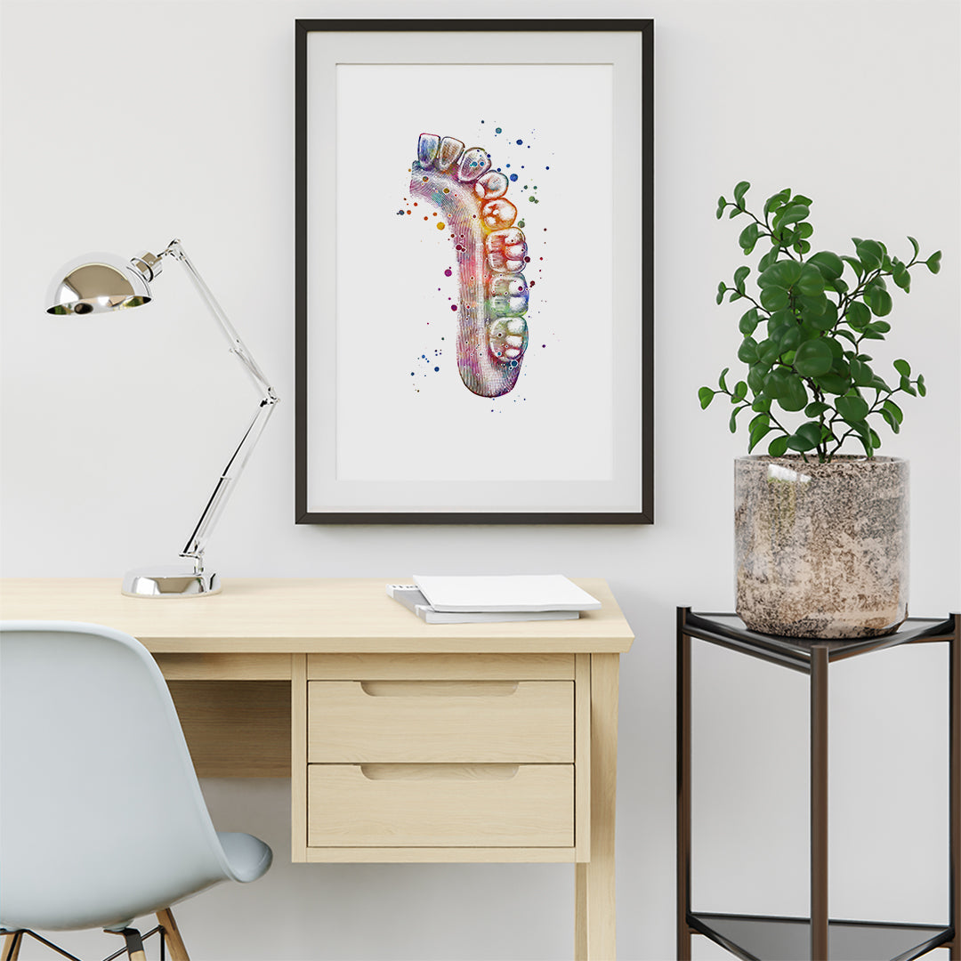 Teeth illustration - Multicolored Watercolor Artwork for Dental Clinic Wall Decoration