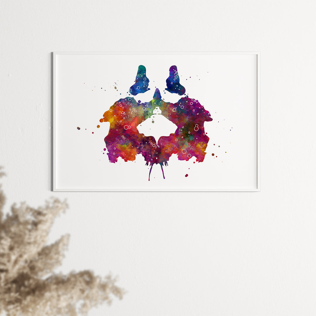 Vibrant Rorschach-inspired art print for therapist office or mental health clinic