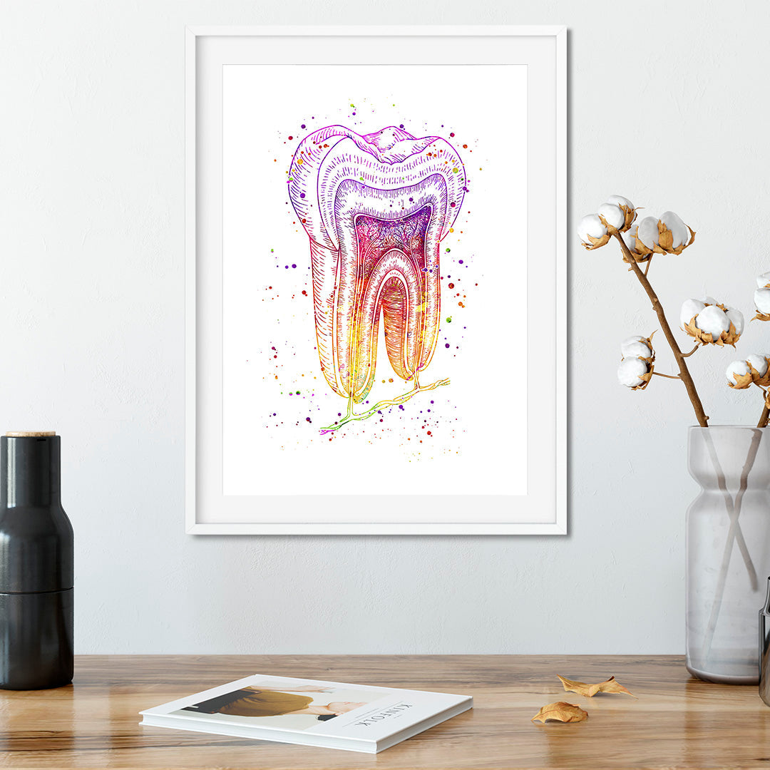 Tooth Watercolor Print - Dentist Office Wall Art