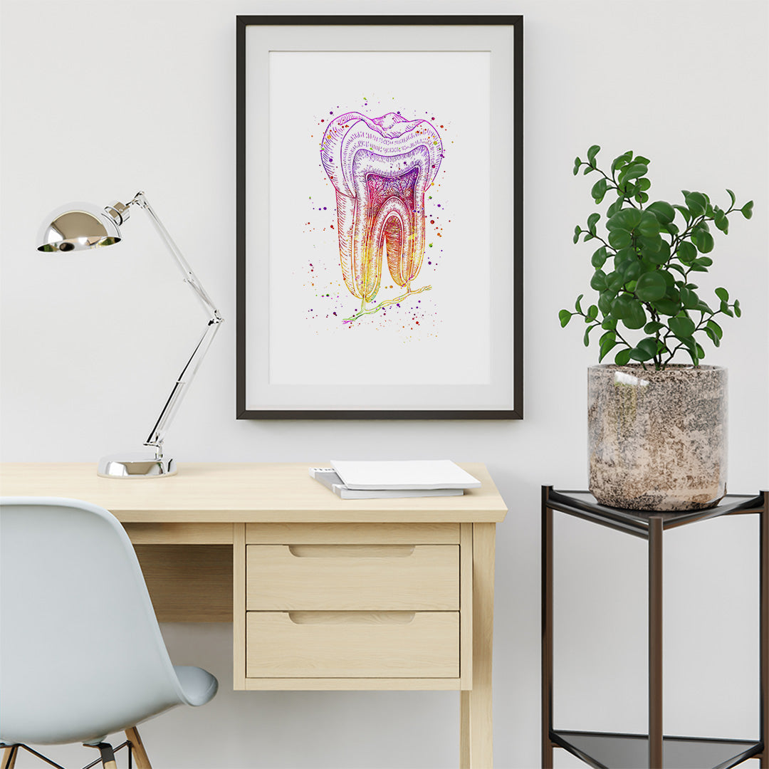 Tooth Watercolor Print - Dentist Office Wall Art