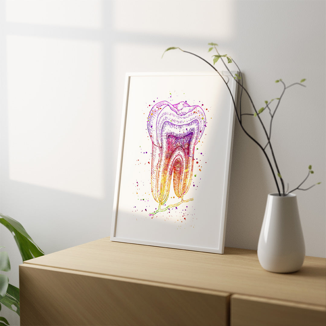 Tooth Watercolor Print - Dentist Office Wall Art