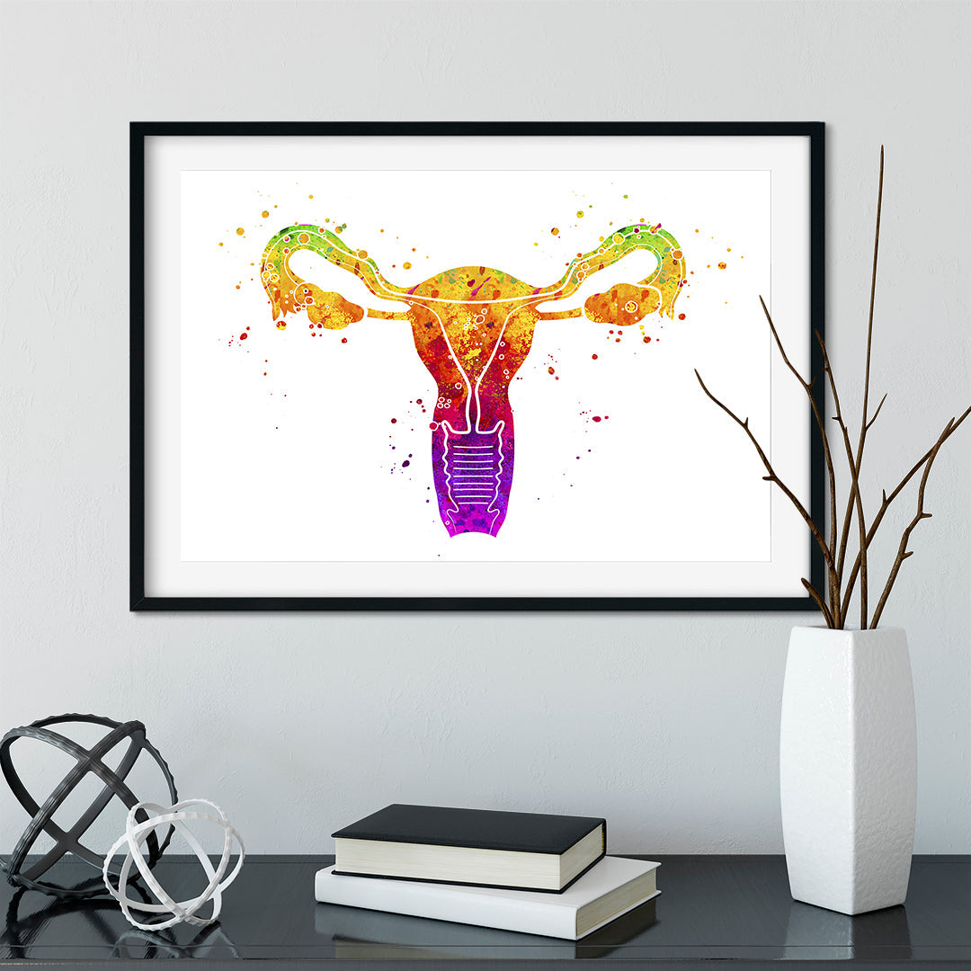 Uterus Anatomy Watercolor Art Print