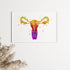 Female reproductive system watercolor art print in warm tones, printed on textured art paper, ideal decor for fertility clinics and medical offices.