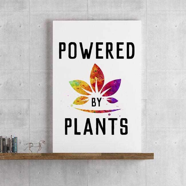 Vegan Kitchen Wall Art - Powered by Plans Watercolor Print