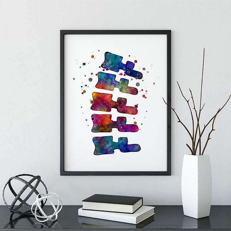Vertebrae Multicolored Watercolor Art Print