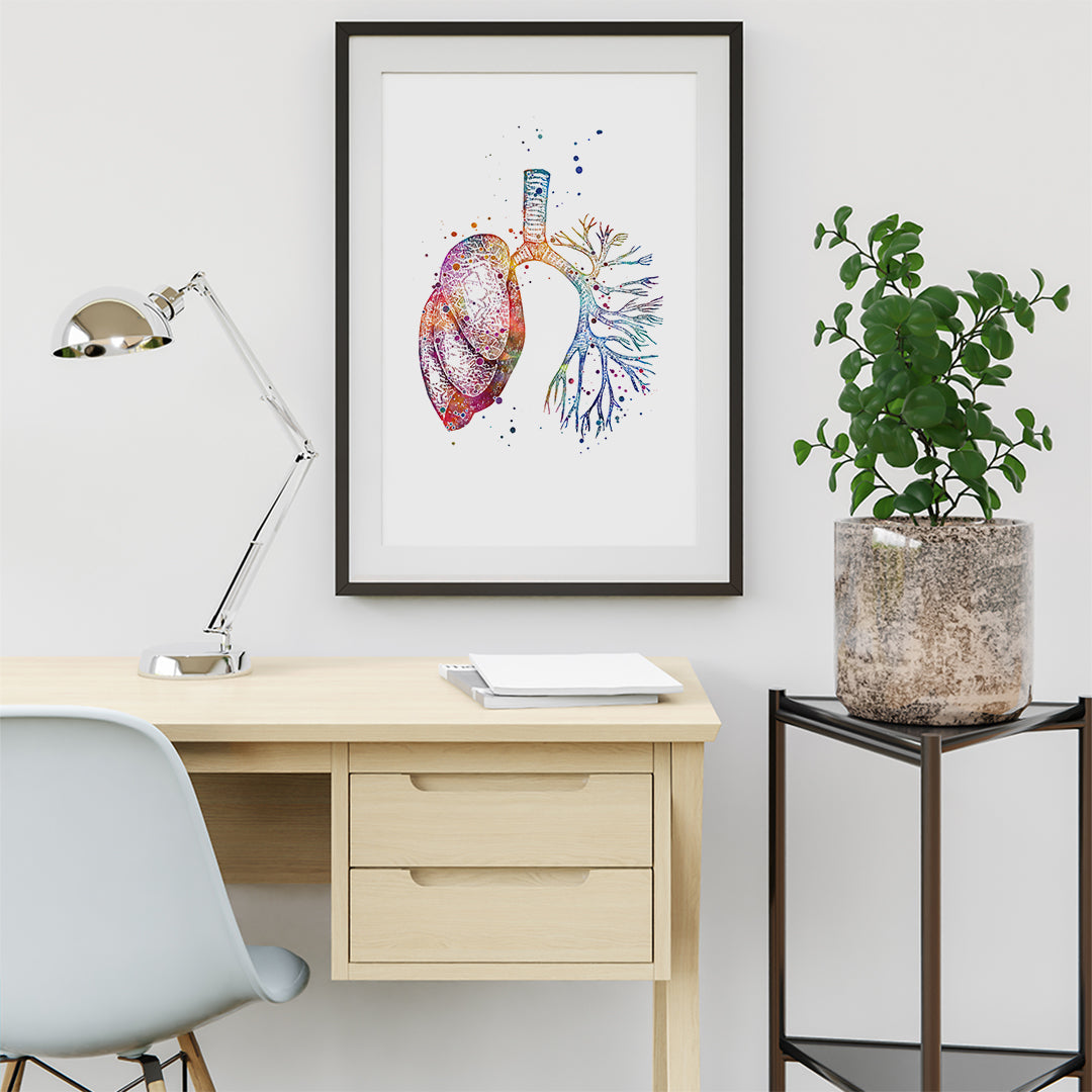 Human Lung Anatomy Art Print Anatomical Watercolor Artwork