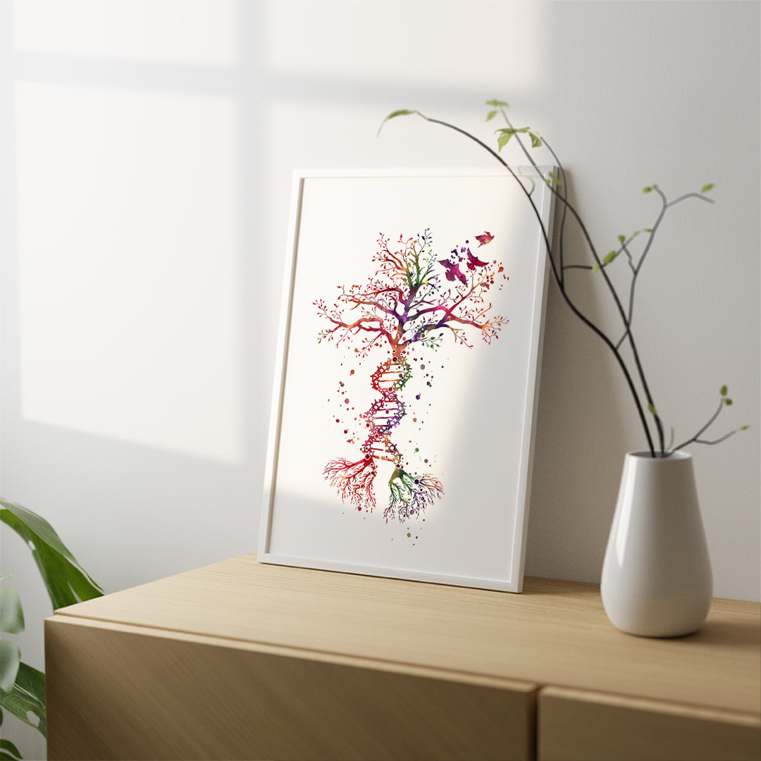 DNA Tree Science art Watercolor Print