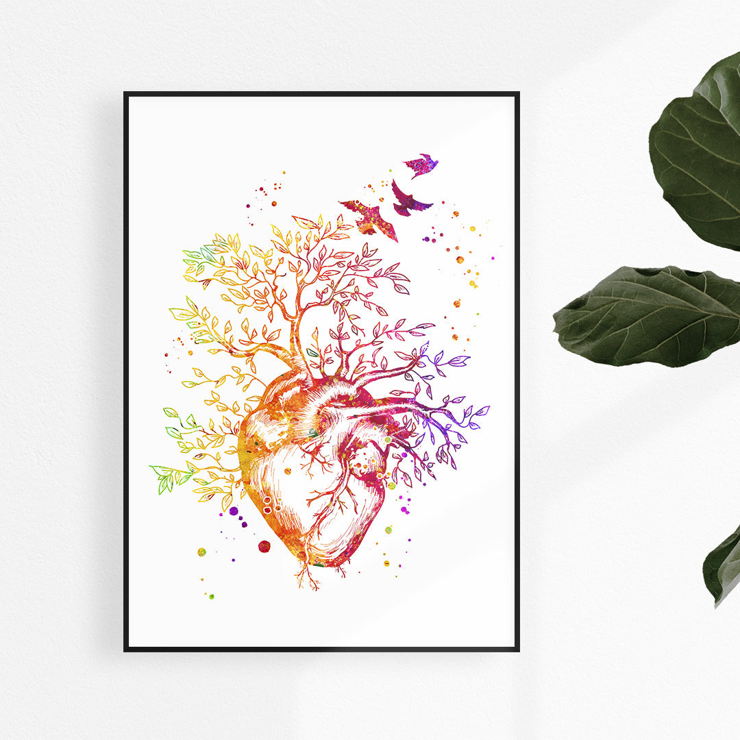 Heart Tree Watercolor Anatomy Art Print