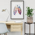 Colorful lungs anatomy watercolor print, perfect wall art for pulmonology and respiratory medicine practices