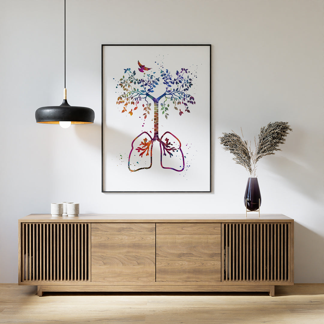 Lungs Tree of Life - Colorful Watercolor Art Print