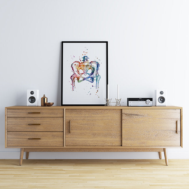 Pelvis Anatomy Watercolor Art Print for Clinic Wall Decor