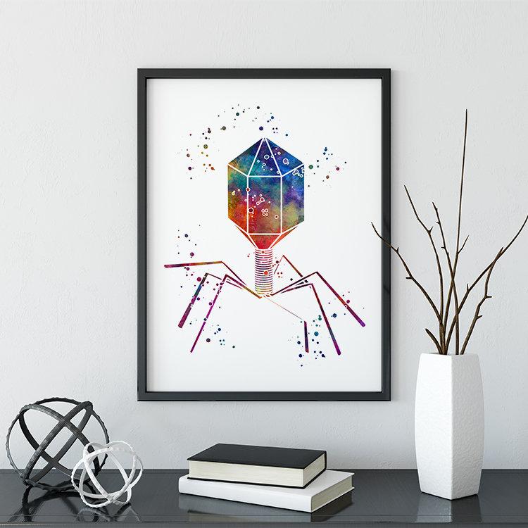 Science decor bacteriophage virus biology art print - PrintsFinds